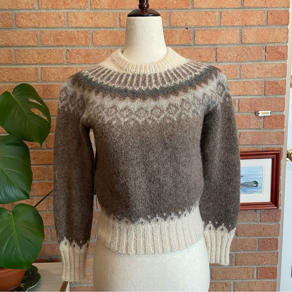 Nordstrom Alpaca Wool Cropped Brown Sweater Women’s Size Small